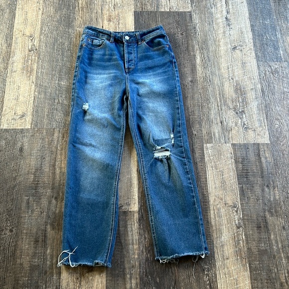 Vanilla Star Real Cheeky Distressed High Rise Medium Wash Jeans Juniors Size 9 - Picture 8 of 11